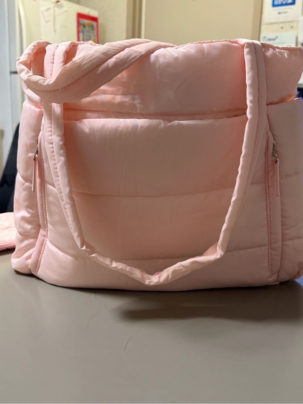 Light Pink Quilted Tote Bag - Women